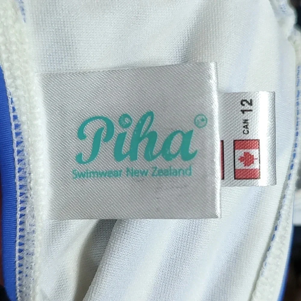 Piha Blue and White Stripe 2 Piece Swim Wear Size L (12)